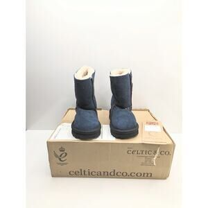 NWT Celtic and Co. Toddler sheepskin boots navy blue little kid 9 - 10